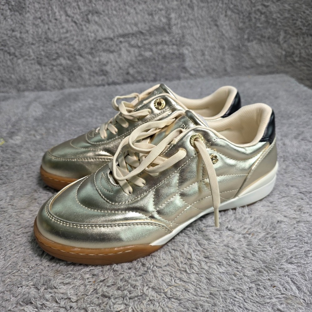 Easy Spirit Sneaker Lightweight Gold Metallic Quilted Low Top Women 7.5M‎ NEW